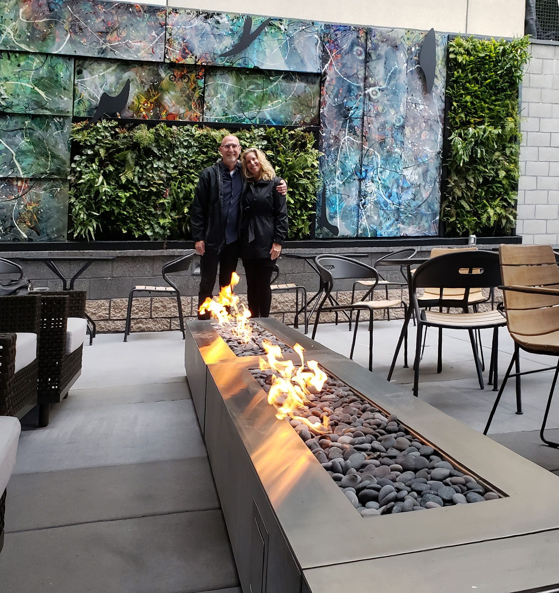 Eden's Garden, 9 x 30 feet, Acrylic, resin on Aluminum panels with steel shapes and living wall. Permanent collection Hyatt Hotel, 701 3rd Street San Francisco